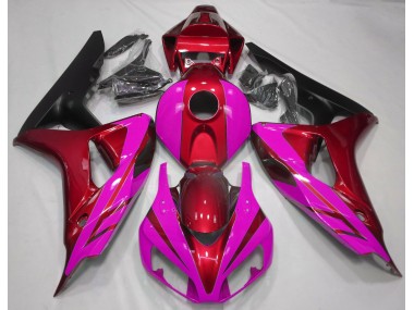 Rot Glänzend & Pink 2006-2007 Honda CBR1000RR Motorrad Verkleidung