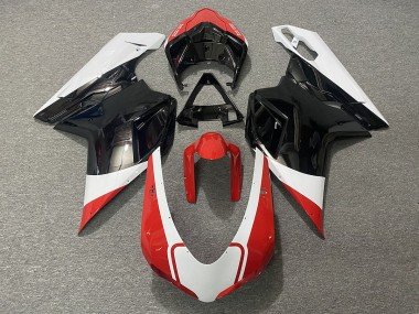 Rot Glänzend Weiß & Schwarz 2007-2014 Ducati 848 1098 1198 Motorrad Verkleidung