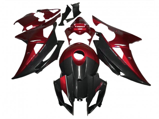 Rot Mit Carbonfaser-Stil 2008-2016 Yamaha R6 Motorrad Verkleidung Rot Mit Carbonfaser-Stil 2008-2016 Yamaha R6 Motorrad Verkleidung