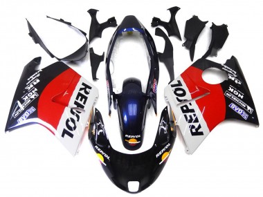 Rot Schwarz & Weiß Repsol 1996-2007 Honda CBR1100XX Motorrad Verkleidung