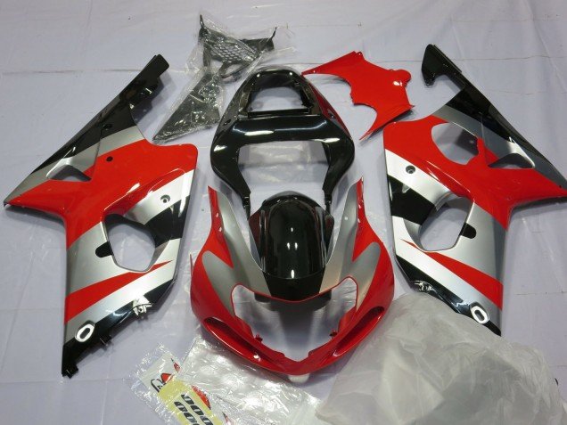 Rot-Silber & Schwarz 2000-2002 Suzuki GSXR 1000 Motorrad Verkleidung Rot-Silber & Schwarz 2000-2002 Suzuki GSXR 1000 Motorrad Verkleidung