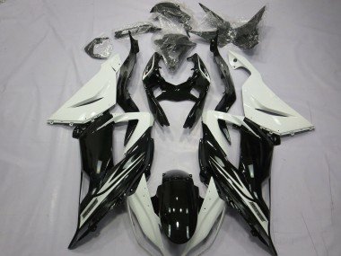 Schlichte Glänzend Schwarz Weiß 2013-2018 Kawasaki ZX6R Motorrad Verkleidung