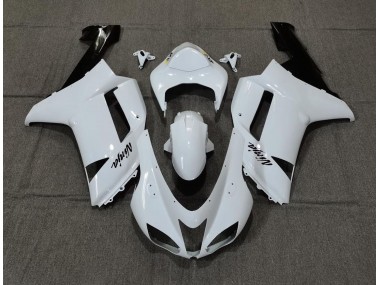 Schlichte Weißes Glanzdesign 2007-2008 Kawasaki ZX6R Motorrad Verkleidung