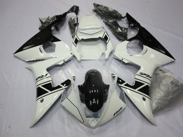 Schwarz & Weiß 2003-2004 Yamaha R6 Motorrad Verkleidung Schwarz & Weiß 2003-2004 Yamaha R6 Motorrad Verkleidung