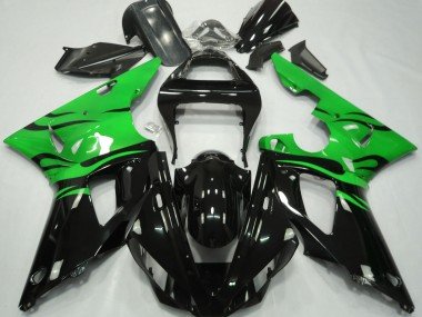 Schwarz Flamme & Grün 2000-2001 Yamaha R1 Motorrad Verkleidung