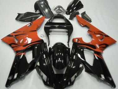 Schwarz Flamme & Orange 2000-2001 Yamaha R1 Motorrad Verkleidung