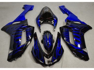 Schwarz Glänzend & Blau Flame 2007-2008 Kawasaki ZX6R Motorrad Verkleidung