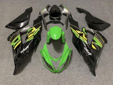 Schwarz Glänzend & Grünes Rennen 2013-2018 Kawasaki ZX6R Motorrad Verkleidung