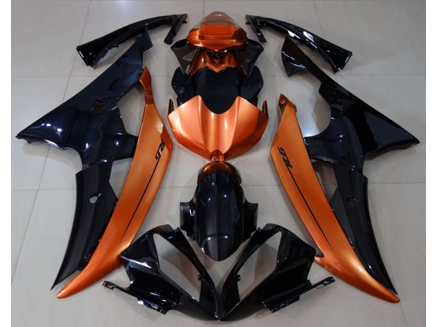 Schwarz Glänzend & Hellorange 2008-2016 Yamaha R6 Motorrad Verkleidung