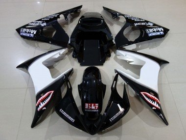 Schwarz Glänzend & Logos 2006-2007 Yamaha R6 Motorrad Verkleidung