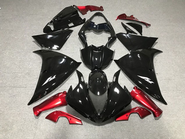 Schwarz Glänzend & Rot 2009-2011 Yamaha R1 Motorrad Verkleidung