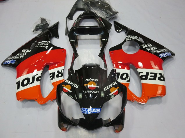 Schwarz Repsol 2001-2003 Honda CBR600 F4i Motorrad Verkleidung