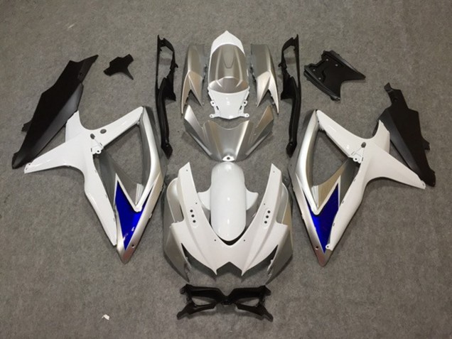 Silber Weiß Blau 2008-2010 Suzuki GSXR 600-750 Motorrad Verkleidung