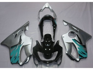 Silber Glänzend & Blaugrün 1999-2000 Honda CBR600 F4 Motorrad Verkleidung