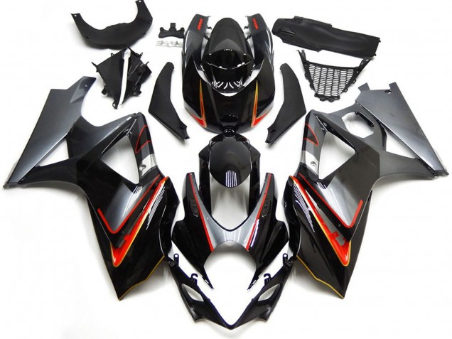 Silber & Schwarz Mit Rot 2007-2008 Suzuki GSXR 1000 Motorrad Verkleidung Silber & Schwarz Mit Rot 2007-2008 Suzuki GSXR 1000 Motorrad Verkleidung