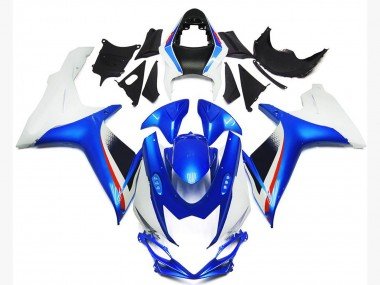 Tiefes Blau & Glänzender Weißstil 2011-2024 Suzuki GSXR 600-750 Motorrad Verkleidung