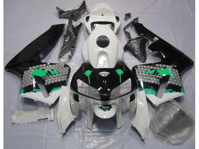 Türkisspritzer Auf Glänzendem Schwarz 2005-2006 Honda CBR600RR Motorrad Verkleidung